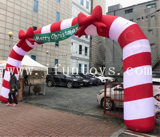 Merry Christmas Inflatable Candy Cane Arch / Inflatable Christmas Archway for Outdoor Decoration