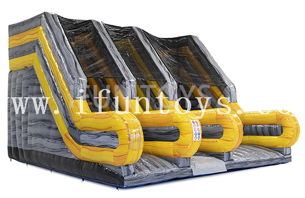 Interactive Inflatable Base Jump City / Cliff Jump with Dry Slide / Inflatable Slides with Jump Bag for Kids and Adults