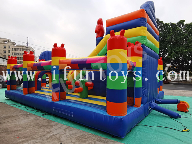Captain America Theme Inflatable Marvel Legoland Playground with Slide / Superhero Jumping Bounce House Slide