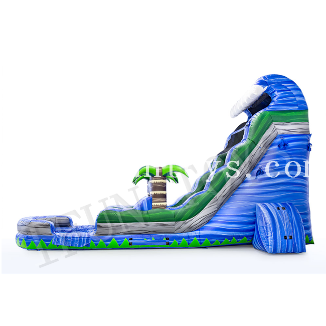 Palm Tree Inflatable WaterSlide / Inflatable Wet Slide with Swimming Pool for Kids And Adults