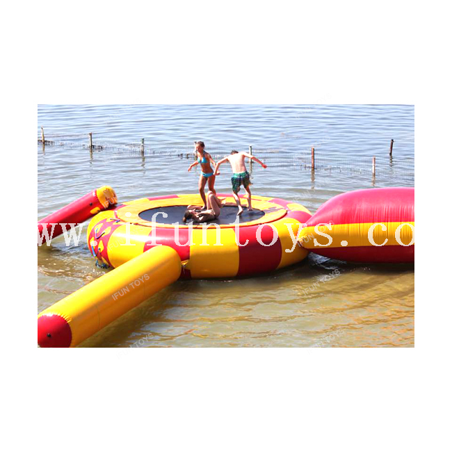 Aqua Park Inflatable Water Trompoline Combo with Slide and Blob / Aqua Jump Water Floating Trampolines for Kids and Adults