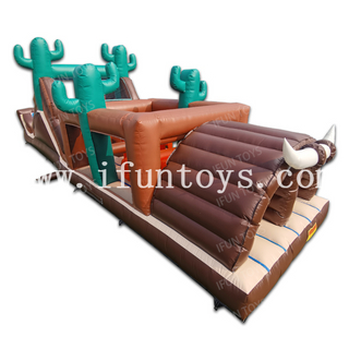 Western Themed Outdoor Kids Boot Camp 5K Run Inflatable Obstacle Course Equipment for Adults
