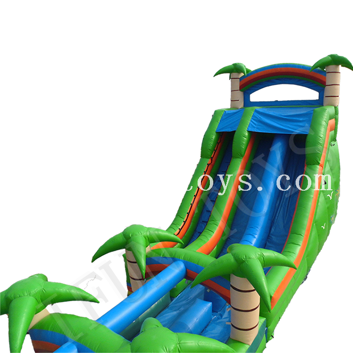 inflatable water slide with palm trees