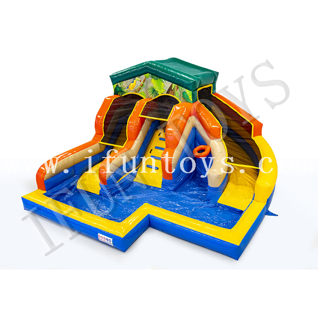 Inflatable Waterslide City with Basketball Hoop / Inflatable Pool with Slide / Funcity Aqua Park