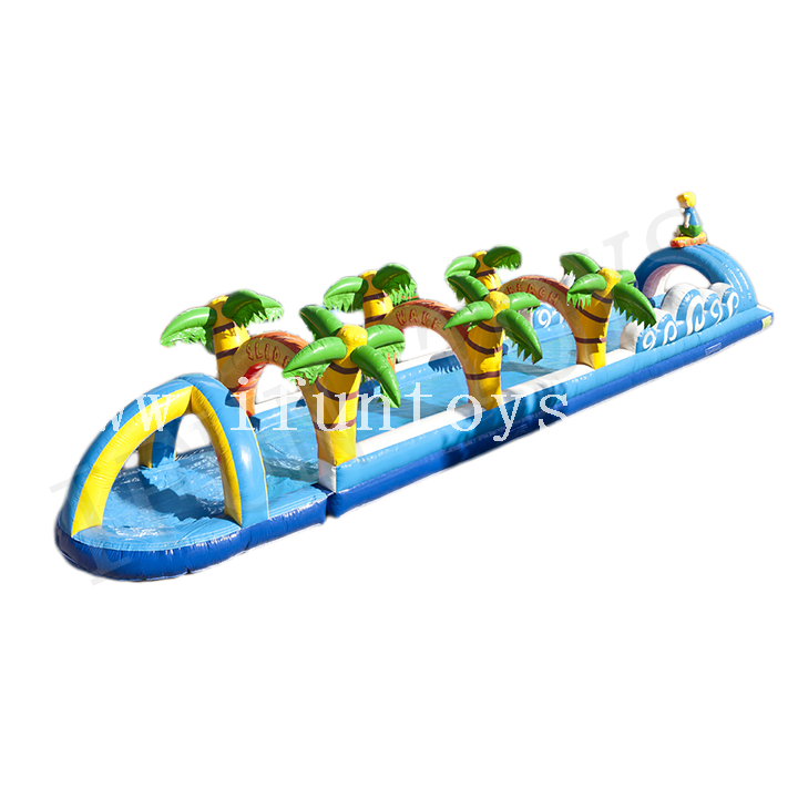 Beach Theme Inflatable Belly Slide / Slip N Slide with Swimming Pool / Summer Water Slide for Kids