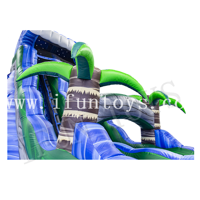 Palm Tree Inflatable WaterSlide / Inflatable Wet Slide with Swimming Pool for Kids And Adults