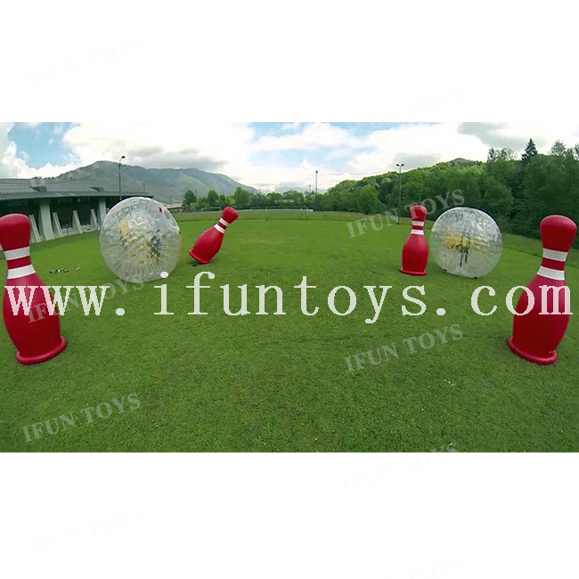 Outdoor Interactive Inflatable Human Bowling Game / Zorb Bowling Inflatable Sports Games Giant Bowling Pins for Sales