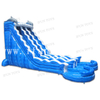 Marble Blue Dolphin Inflatable Water Slide / Double Lanes Waterslide with Pool for Summer Water Games