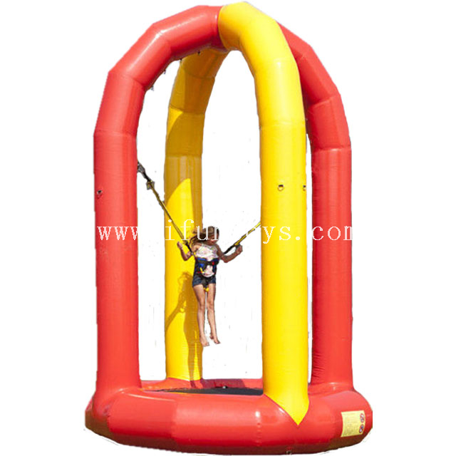 Outdoor sky jump inflatable bungee trampoline jumping mattress extreme sport games for kids and adults