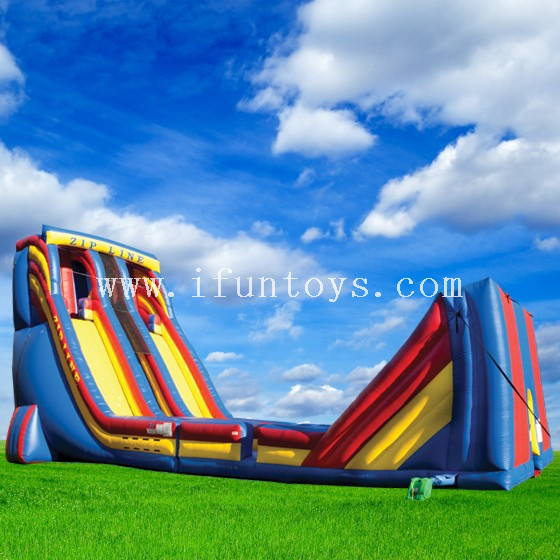 Outdoor inflatable Zip Line slide /giant inflatable slide for kids and adults