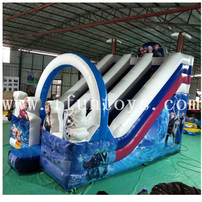 Commercial inflatable frozen bouncy castle with slide/ frozen jumping castle /inflatable dry slide for kids