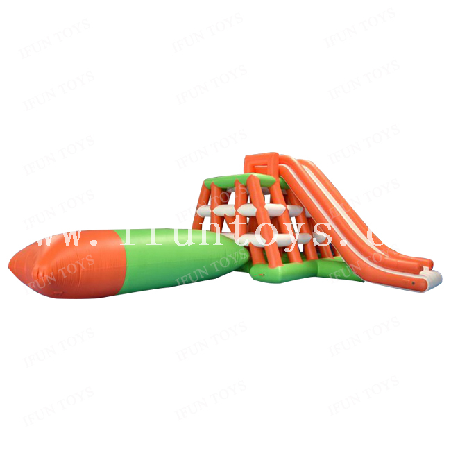 PVC Water Play Equipment Inflatable Floating Water Park Jumper Blob Launcher Tower / Diving Ladder Water Jump Bag Tower