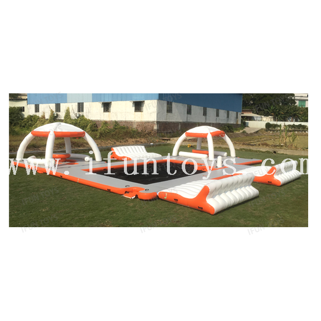 DWF Custom Inflatable Aqua Banas Floating Dock Inflatable Party Banas with Tent