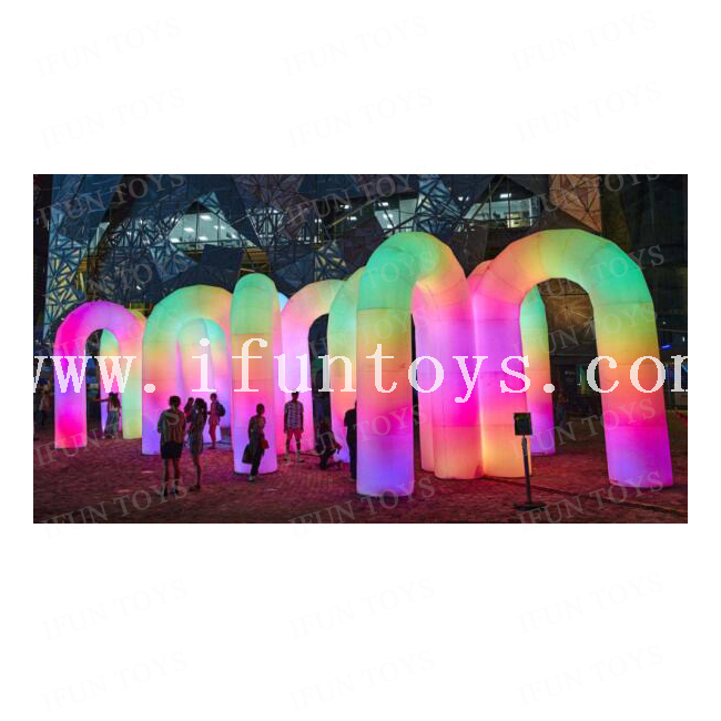 Beautiful Inflatable Balloon Arch Inflatables Colorful Arches with LED Strip and Blower For Christmas Decoration