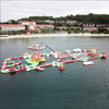 Large entertainment inflatable aqua fun floating water park in the lake / sea for a family summer