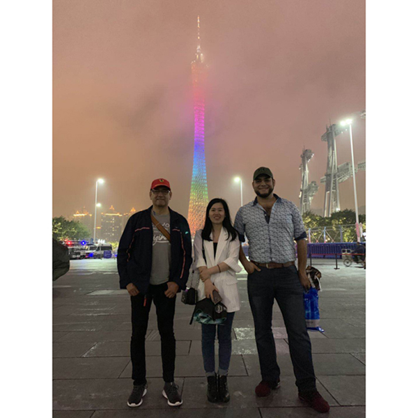 The tour of Guangzhou flower City Square accompanied customer from Mexico named Jesus in 2019 