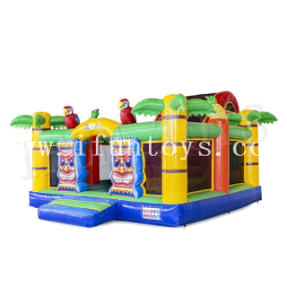 Hawaii Theme Inflatable Bouncer Slide / Jumping Castle with Slide / Kids Fun City for Amusement Park