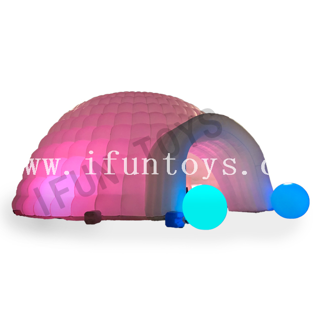  LED Inflatable Igloo Dome Tent with Air Blower / Portable Dome Tent for Party