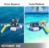 Round Inflatable Water Bouncer with Yellow Escalator Jumping Games Inflatable Water Trampoline for Kids And Adults