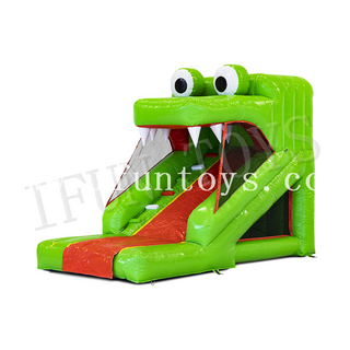Mini Inflatable Crocodile Slide / Dry / Wet Slide with Air Blower for Kids