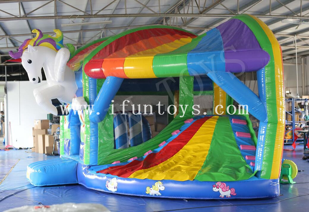 Inflatable Unicorn Bouncy Slide / Bounce House Jumping Castle with Slide for Kids