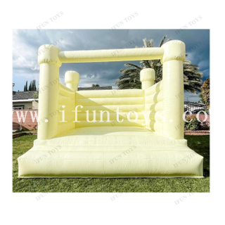 13 x 13ft Pastel Yellow Jumping House Inflatable Bounce House Combo Bouncy Castle Air Bouncer for Wedding Party