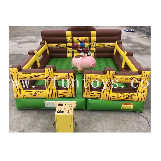 Interactive Inflatable Rodeo Pig / Inflatable Mechanical Bullriding / Inflatable Bull Riding Machine Game