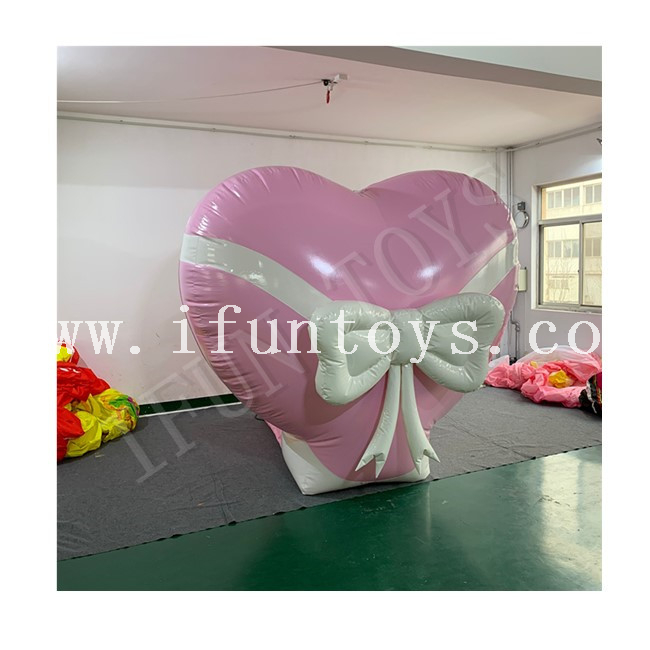 Wedding Decoration Inflatable Love Bombs / Giant Inflatable Love Heart / Pink Inflatable Blasting Heart Balloon with Bowknot