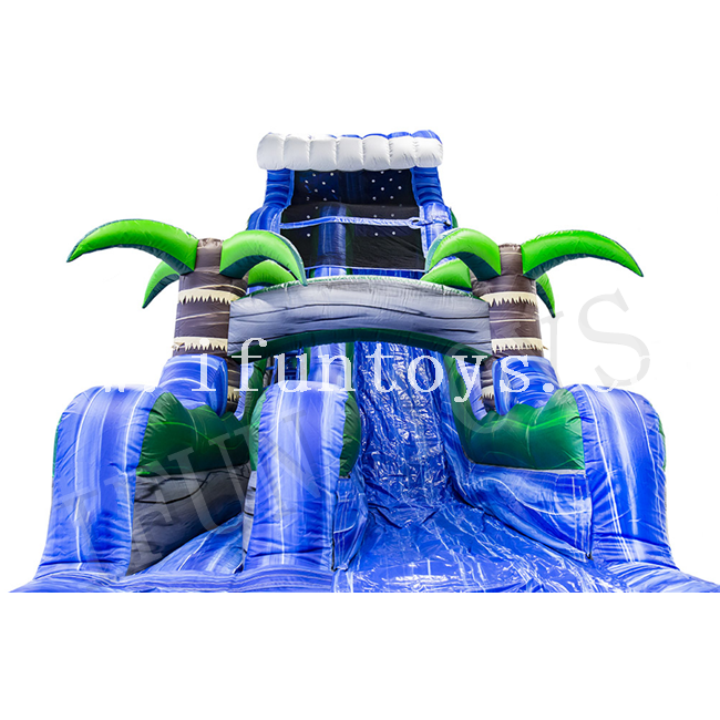 Palm Tree Inflatable WaterSlide / Inflatable Wet Slide with Swimming Pool for Kids And Adults