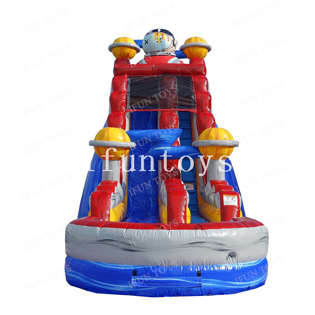 Marble Vinyl 15ft Tall Astronaut Inflatable Water Slide with Swimming Pool / Waterslide Inflatable with Air Blower for Kids And Adults