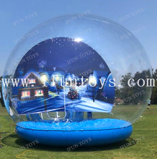 Winter Themed Christmas Inflatable Snow Globe Dome Tent Human Size Inflatable Snow Globe Bubble Tent for Outdoor Advertising