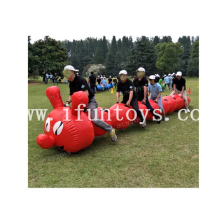 Inflatable Bouncy Sausage Racing Game / Inflatable Carpenterworm PVC Tube for Outdoor Team Building Game
