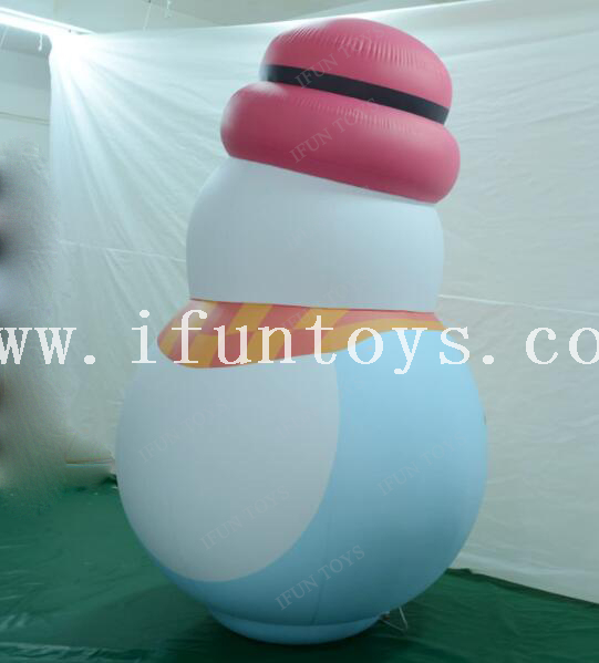 PVC Inflatable Tumbler Mascot Christmas Snowman Cartoon Balloon for Christmas Holiday Decoration