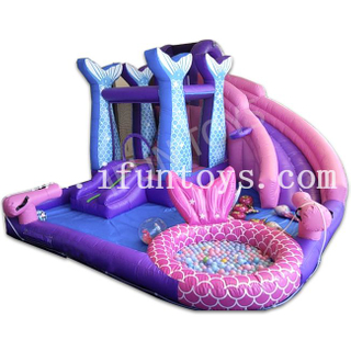 Party Rental Kids Water Park Inflatable Soft Play Zone Mermaid Bouncer Combo with Slide Ball Pit Jumping Trampoline
