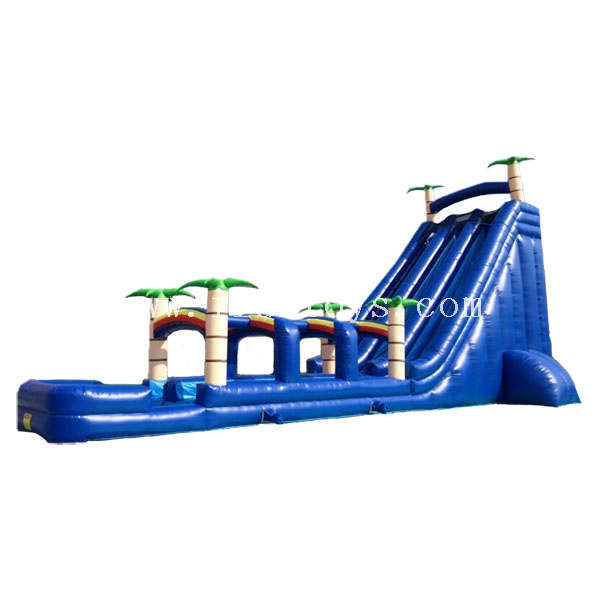 Cheap tiki island inflatable water slide inflatable slip N slide with palm tree for kids