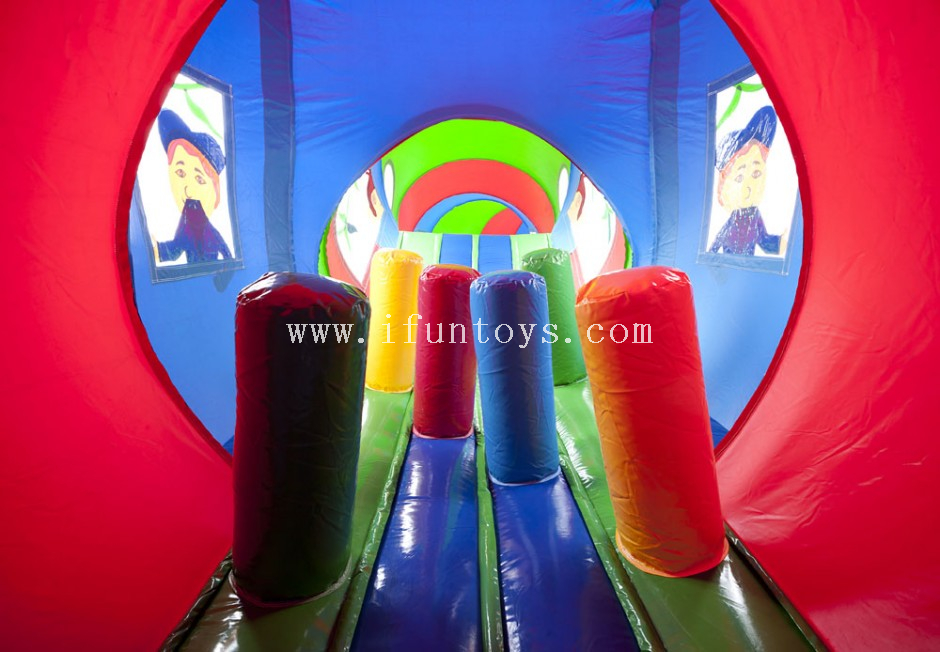 Outdoor commercial inflatable tunnel/Inflatable train obstacles courses/inflatable caterpillar tunnel train for kids