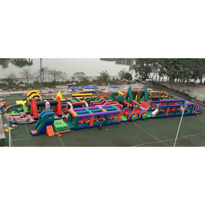Outdoor test of the largest 272 meters long inflatable obstacle courses 