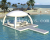 Inflatable Water Leisure Platform with Tent Water Amusement Equipment Floating Island for Party on Water
