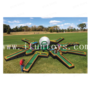 Outdoor Interactive Game 9 Hole Inflatable Putt Putt Golf / Leisure Sports Inflatable Golf Course Game / Mini Golf Challenge for Kids And Adults