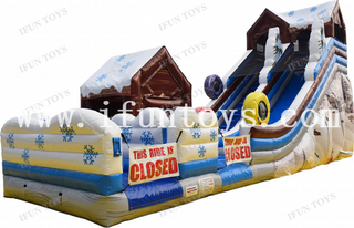 Alpine Inflatable Tubing Slide Winter Themed Inflatable Snow Sledding Slide Bouncer Slide for Amusement Park
