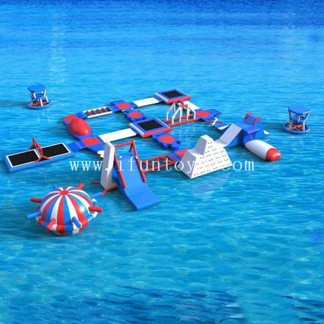 High quality 0.9mm pvc tarpaulin lake inflatable water park obstacle courses aqua fun resort waterpark 