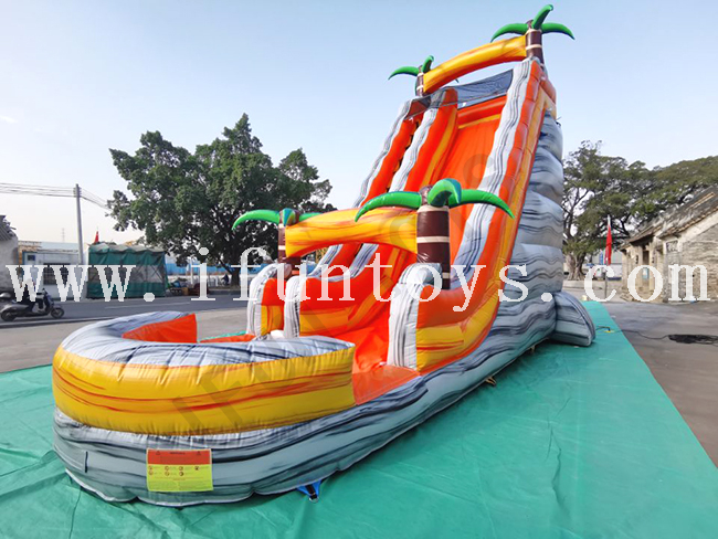 Backyard Inflatable Palm Tree Water Slide with Pool / Wet Slide for Kids