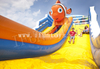 Double Lanes Inflatable Seaworld Slide / Water Slide with Air Blower for Kids And Adults