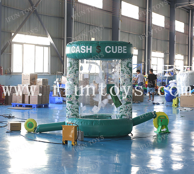 Outdoor Inflatable Money Grab Machine/Inflatable Cash Cube/Inflatable Money Booth with Air Blower for Advertising Christmas Event