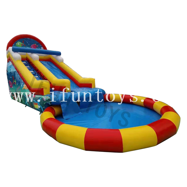 Inflatable Waterslide with Swimming Pool / Water Amusement Park Playground for Kids