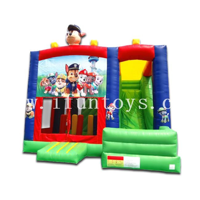 Paw Patrol Inflatable Combo Trampoline Bouncer House with Slide / Dog Puppy Funcity Playground for Kids