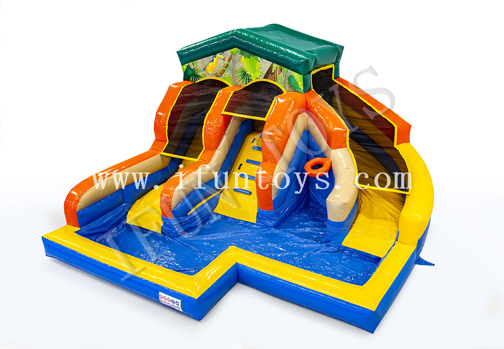 Inflatable Waterslide City with Basketball Hoop / Inflatable Pool with Slide / Funcity Aqua Park