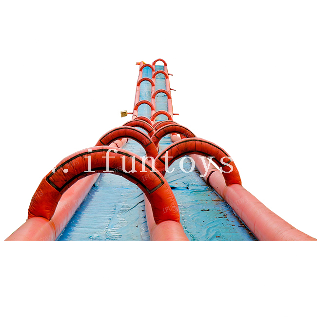 Giant Double Lanes Inflatable Slip N Slide Inflatable Tunnel Water Slide with Pool Resort Inflatable Slippery Water Slide for Kids