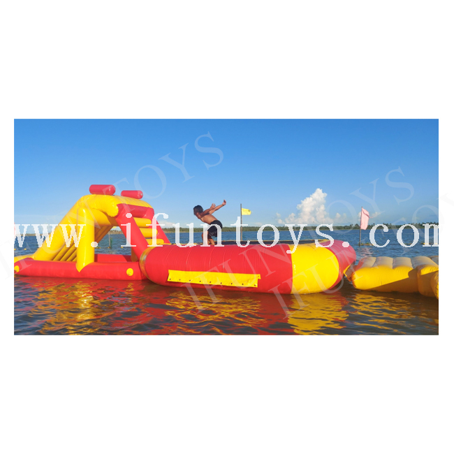Inflatable Water Trampoline with Slide Popular Jump Floated Water Bounce Platform PVC Water Island Park