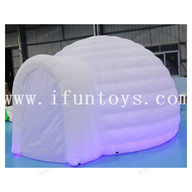 Portable LED Lighting White Inflatable Igloo Inflatable Yurt Tent Inflatable LED Dome Tent for Exhibition Trade Show